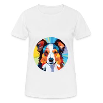 Border Collie chien race aquarelle Illustration - T-shirt respirant Femme - blanc - Devant - AI Model Female 172 dark (172cm)