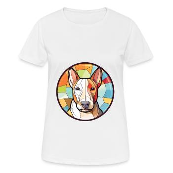 Bull Terrier Dog Breed Watercolor Illustration - Women's Breathable T-Shirt - white - Front - AI Model Female 172 dark (172cm)
