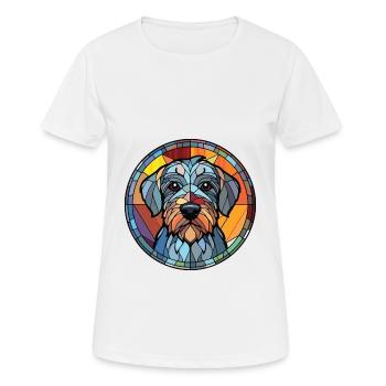 Cesky Terrier Hunderasse Aquarell Illustration - Frauen T-Shirt atmungsaktiv - Weiß - Vorne - AI Model Female 172 dark (172cm)