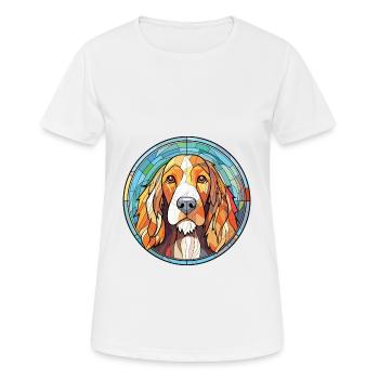 German Wirehaired Pointer Dog Breed Watercolor - Women's Breathable T-Shirt - white - Front - AI Model Female 172 dark (172cm)