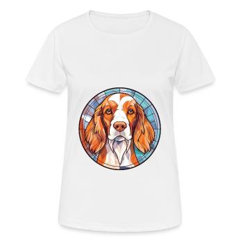 Irischer roter und weißer Setter Hund Rasse Aquarell - Frauen T-Shirt atmungsaktiv - Weiß - Vorne - AI Model Female 172 dark (172cm)