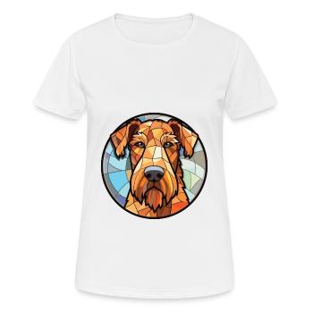 Airedale Terrier Chien Race Illustration à l’aquarelle - T-shirt respirant Femme - blanc - Devant - AI Model Female 172 dark (172cm)