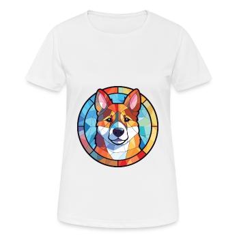 Akita Dog Breed Colorful Watercolor Illustration - Women's Breathable T-Shirt - white - Front - AI Model Female 172 dark (172cm)