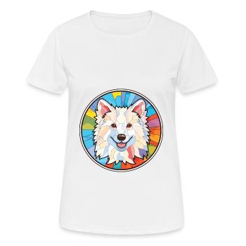 American Eskimo Dog Breed Watercolor Illustration - Women's Breathable T-Shirt - white - Front - AI Model Female 172 dark (172cm)