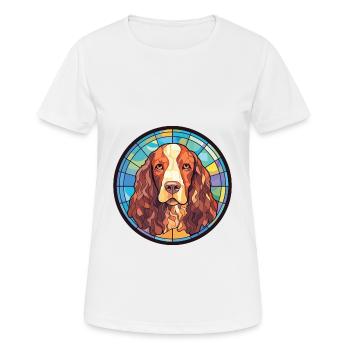 Amerikanischer Wasserspaniel Hunderasse Aquarellglas - Frauen T-Shirt atmungsaktiv - Weiß - Vorne - AI Model Female 172 dark (172cm)