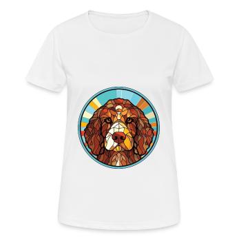 Barbet Dog Breed Colorful Watercolor Illustration - Women's Breathable T-Shirt - white - Front - AI Model Female 172 dark (172cm)