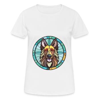 Belgian Tervuren Dog Breed Watercolor Illustration - Women's Breathable T-Shirt - white - Front - AI Model Female 172 dark (172cm)