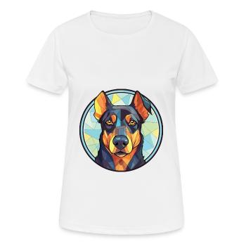Beauceron Dog Breed Watercolor Glass Illustration - Women's Breathable T-Shirt - white - Front - AI Model Female 172 dark (172cm)