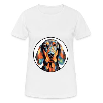 Noir et Tan Coonhound chien race verre aquarelle - T-shirt respirant Femme - blanc - Devant - AI Model Female 172 dark (172cm)