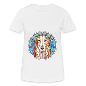 Borzoi Dog Breed Colorful Watercolor Illustration - Women's Breathable T-Shirt - white - Front - AI Model Female 172 dark (172cm)