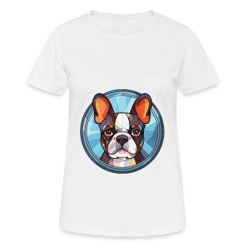 Boston Terrier Hunderasse Aquarell Illustration - Frauen T-Shirt atmungsaktiv - Weiß - Vorne - AI Model Female 172 dark (172cm)