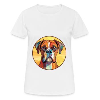 Boxer-Hundsrasse Bunte Aquarell-Illustration - Frauen T-Shirt atmungsaktiv - Weiß - Vorne - AI Model Female 172 dark (172cm)