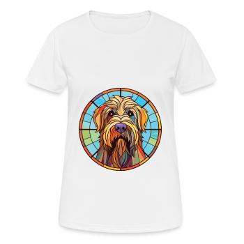 Briard Dog Breed Colorful Watercolor Illustration - Women's Breathable T-Shirt - white - Front - AI Model Female 172 dark (172cm)