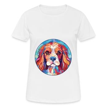 Cavalier King Charles Spaniel Hunderasse Aquarell - Frauen T-Shirt atmungsaktiv - Weiß - Vorne - AI Model Female 172 dark (172cm)
