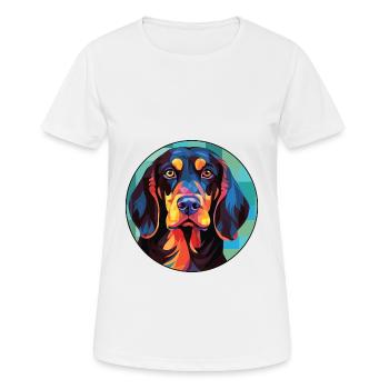 German Wirehaired Pointer Dog Breed Watercolor - Women's Breathable T-Shirt - white - Front - AI Model Female 172 dark (172cm)