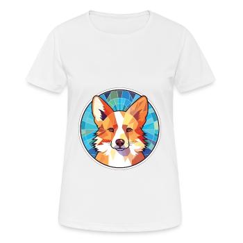 Icelandic Sheepdog Dog Breed Colorful Watercolor - Women's Breathable T-Shirt - white - Front - AI Model Female 172 dark (172cm)