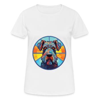 Kerry Blue Terrier Hunderasse buntes Aquarell - Frauen T-Shirt atmungsaktiv - Weiß - Vorne - AI Model Female 172 dark (172cm)