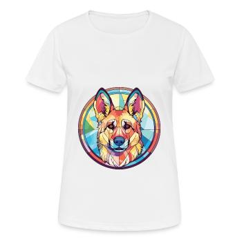 German Shepherd Dog Breed Colorful Watercolor - Women's Breathable T-Shirt - white - Front - AI Model Female 172 dark (172cm)
