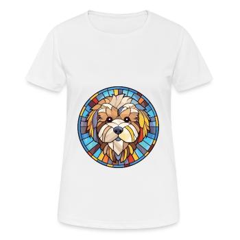 Illustration sur verre aquarelle de race de chien havanais - T-shirt respirant Femme - blanc - Devant - AI Model Female 172 dark (172cm)