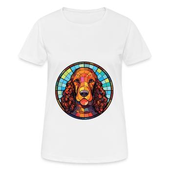Irish Water Spaniel Dog Breed Colorful Watercolor - Women's Breathable T-Shirt - white - Front - AI Model Female 172 dark (172cm)