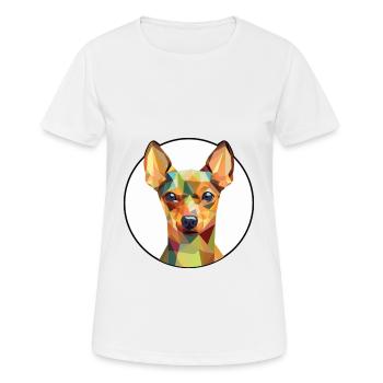 Miniatur Pinscher Hunderasse buntes Aquarell - Frauen T-Shirt atmungsaktiv - Weiß - Vorne - AI Model Female 172 dark (172cm)
