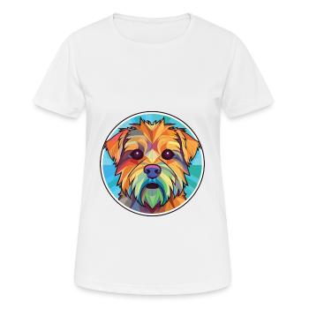 Norfolk Terrier Dog Breed Watercolor Illustration - Women's Breathable T-Shirt - white - Front - AI Model Female 172 dark (172cm)