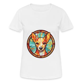 Portugiesische Podengo Pequeno Hunderasse Aquarell - Frauen T-Shirt atmungsaktiv - Weiß - Vorne - AI Model Female 172 dark (172cm)