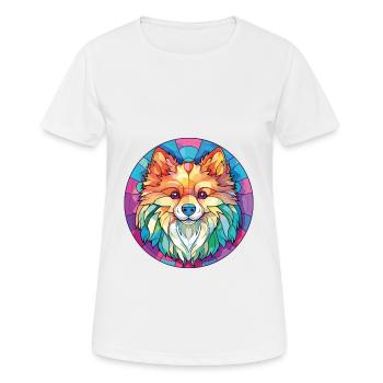 Pommersche Hunderasse Aquarell Glas Illustration - Frauen T-Shirt atmungsaktiv - Weiß - Vorne - AI Model Female 172 dark (172cm)