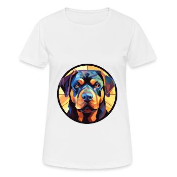 Rottweiler chien race aquarelle verre Illustration - T-shirt respirant Femme - blanc - Devant - AI Model Female 172 dark (172cm)