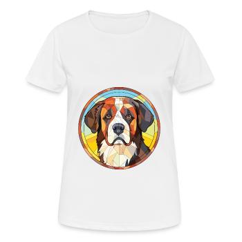 St Bernard chien race aquarelle verre Illustration - T-shirt respirant Femme - blanc - Devant - AI Model Female 172 dark (172cm)