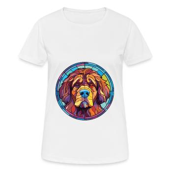 Tibetischer Mastiff Hunderasse Aquarell Illustration - Frauen T-Shirt atmungsaktiv - Weiß - Vorne - AI Model Female 172 dark (172cm)