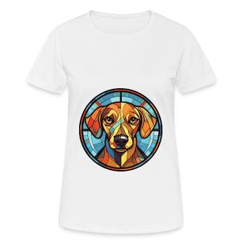 Mudie chien race coloré aquarelle Illustration - T-shirt respirant Femme - blanc - Devant - AI Model Female 172 dark (172cm)