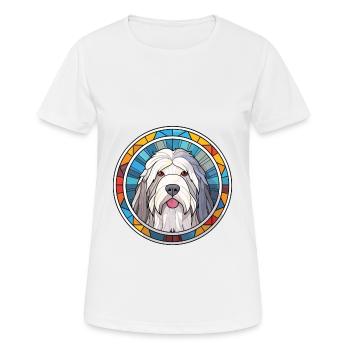 Vieux chien de berger anglais chien race aquarelle colorée - T-shirt respirant Femme - blanc - Devant - AI Model Female 172 dark (172cm)