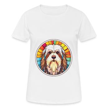 Polish Lowland Sheepdog Dog Breed Watercolor Glass - Women's Breathable T-Shirt - white - Front - AI Model Female 172 dark (172cm)