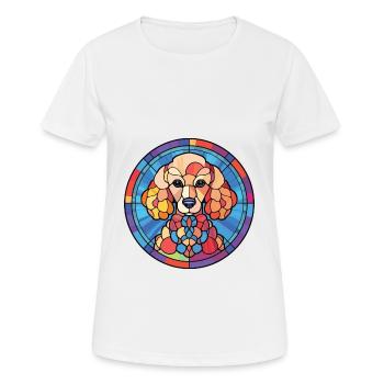 Pudel-Hunderasse Bunte Aquarell-Illustration - Frauen T-Shirt atmungsaktiv - Weiß - Vorne - AI Model Female 172 dark (172cm)
