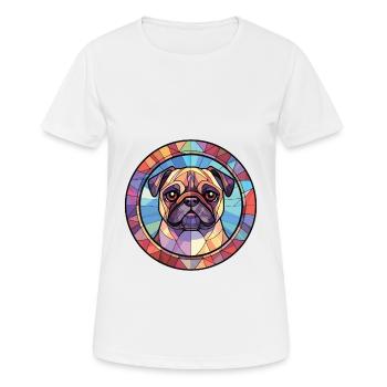 Mopshund Rasse bunte Aquarell-Illustration - Frauen T-Shirt atmungsaktiv - Weiß - Vorne - AI Model Female 172 dark (172cm)