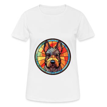 Scottish Terrier Dog Breed Watercolor Illustration - Women's Breathable T-Shirt - white - Front - AI Model Female 172 dark (172cm)