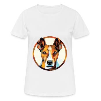 Glatte Foxterrier-Hunderasse buntes Aquarell - Frauen T-Shirt atmungsaktiv - Weiß - Vorne - AI Model Female 172 dark (172cm)