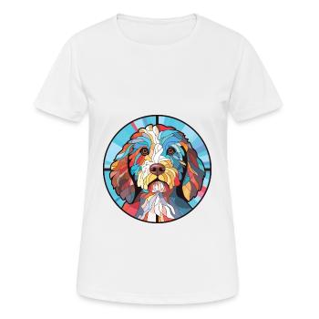 Spanische Wasserhundrasse Aquarell-Illustration - Frauen T-Shirt atmungsaktiv - Weiß - Vorne - AI Model Female 172 dark (172cm)