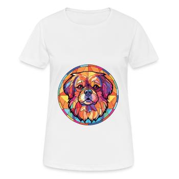 Tibetische Spaniel-Hunderasse Aquarell-Illustration - Frauen T-Shirt atmungsaktiv - Weiß - Vorne - AI Model Female 172 dark (172cm)