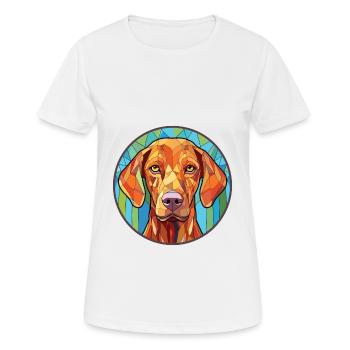 Vizsla Dog Breed Colorful Watercolor Illustration - Women's Breathable T-Shirt - white - Front - AI Model Female 172 dark (172cm)