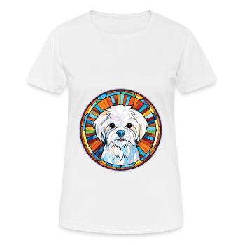 Chien maltais race coloré aquarelle Illustration - T-shirt respirant Femme - blanc - Devant - AI Model Female 172 dark (172cm)