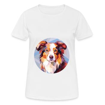Miniature American Shepherd Dog Breed Watercolor - Women's Breathable T-Shirt - white - Front - AI Model Female 172 dark (172cm)