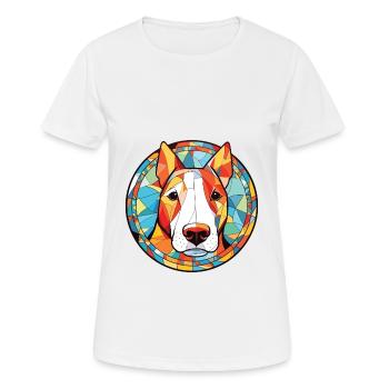Miniatur Bullterrier Hunderasse Aquarellglas - Frauen T-Shirt atmungsaktiv - Weiß - Vorne - AI Model Female 172 dark (172cm)
