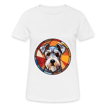 Schnauzer miniature chien race aquarelle colorée - T-shirt respirant Femme - blanc - Devant - AI Model Female 172 dark (172cm)