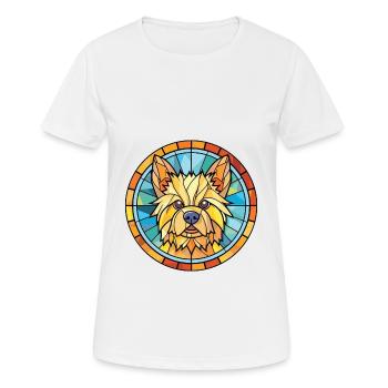 Norwich Terrier Hunderasse Aquarell Illustration - Frauen T-Shirt atmungsaktiv - Weiß - Vorne - AI Model Female 172 dark (172cm)