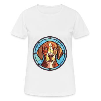 Pointer Dog Breed Colorful Watercolor Illustration - Women's Breathable T-Shirt - white - Front - AI Model Female 172 dark (172cm)