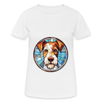 Draht Foxterrier Hunderasse Aquarell Illustration - Frauen T-Shirt atmungsaktiv - Weiß - Vorne - AI Model Female 172 dark (172cm)