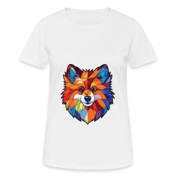 Deutsche Spitz Hunderasse Aquarell Illustration - Frauen T-Shirt atmungsaktiv - Weiß - Vorne - AI Model Female 172 dark (172cm)