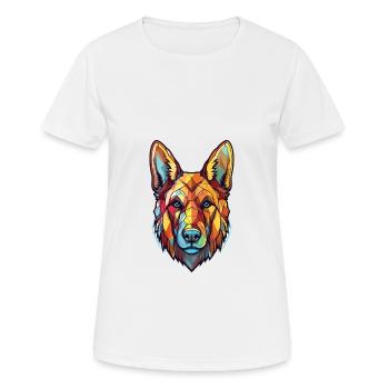 German Shepherd Dog Breed Watercolor Illustration - Women's Breathable T-Shirt - white - Front - AI Model Female 172 dark (172cm)
